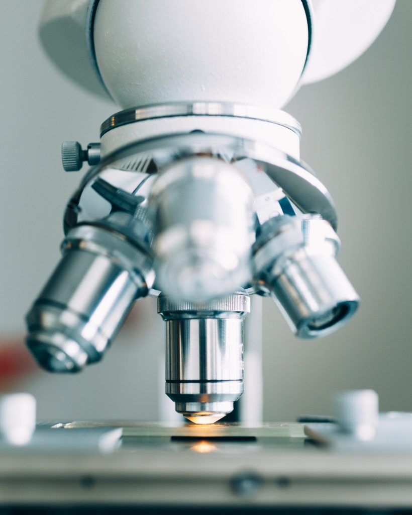 Microscope in the Laboratory, modern close-up shot